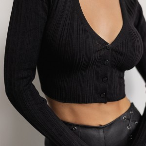 Damen-Strickjacke aus Seidenmischgarn mit langen Ärmeln und rückenfreiem Strick