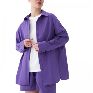 women sewing casual shirt and shorts sets