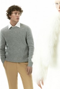 Men autumn winter wool blend yarn knitted crew neck Top