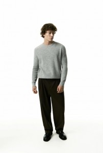 Men autumn winter wool blend yarn knitted crew neck Top