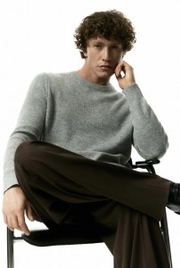 Men autumn winter wool blend yarn knitted crew neck Top