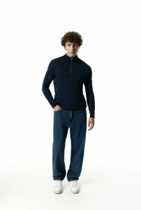 Men autumn winter wool blend yarn knitted Top
