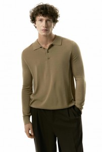 Men wool blend yarn knitted Polo neck sweater