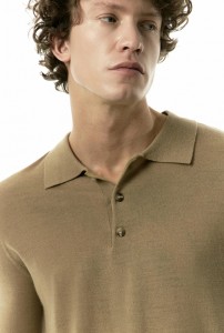 Men wool blend yarn knitted Polo neck sweater