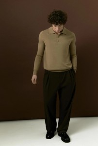 Men wool blend yarn knitted Polo neck sweater