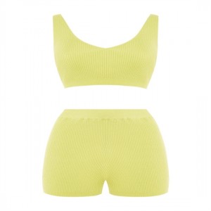 Women’s 55%acrylic 45%cotton knitted 3sets cardigan top shorts