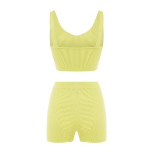 Women’s 55%acrylic 45%cotton knitted 3sets cardigan top shorts