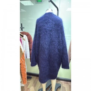 Ladies high rate mohair blend yarn knitted cardigan