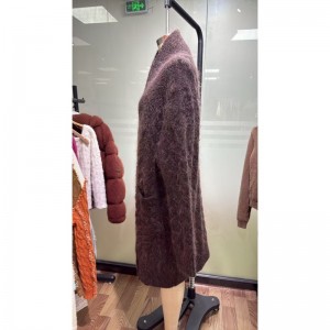 Ladies high rate mohair blend yarn knitted cardigan