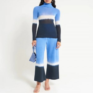 Women high quality Dip dyeing knittted knitwear set