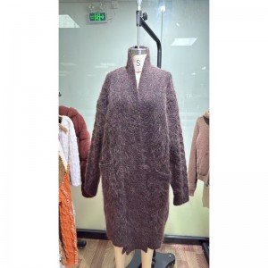 Ladies high rate mohair blend yarn knitted cardigan