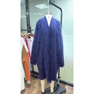 Ladies high rate mohair blend yarn knitted cardigan