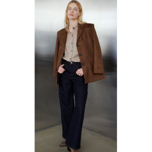 Women Pu leather Cut & sewed Jacket and skirt